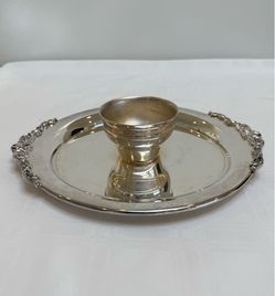 Vintage Wallace Silver Plate Baroque Chip & Dip Tray One-Piece Serving Tray