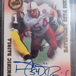 Dominic Raiola Rookie Press Pass Autographed Signed Card Nebraska Lions