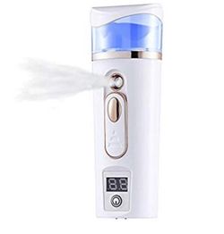 NEW! Facial Nano Mist Sprayer with Skin Moisture tester,USB Rechargeable Nanometer,Atomization Eyelash Extensions Face Steamer (white).