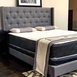 Brand New Full Size Grey Bed Frames With New Mattress/Fast Delivery 