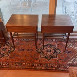John Keal End Tables with Magazine Shelves for Brown Saltman