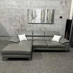Light Gray Leather Sectional 