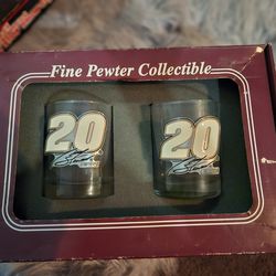 FINE PEWTER COLLECTIBLE NASCAR GLASS SET