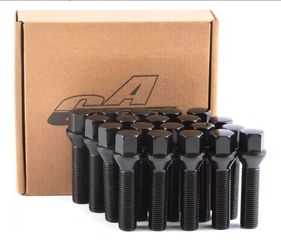 GAsupply M14x1.5 Lug Bolts 45mm Shank, 17mm Hex Conical Seat Black, 20pcs