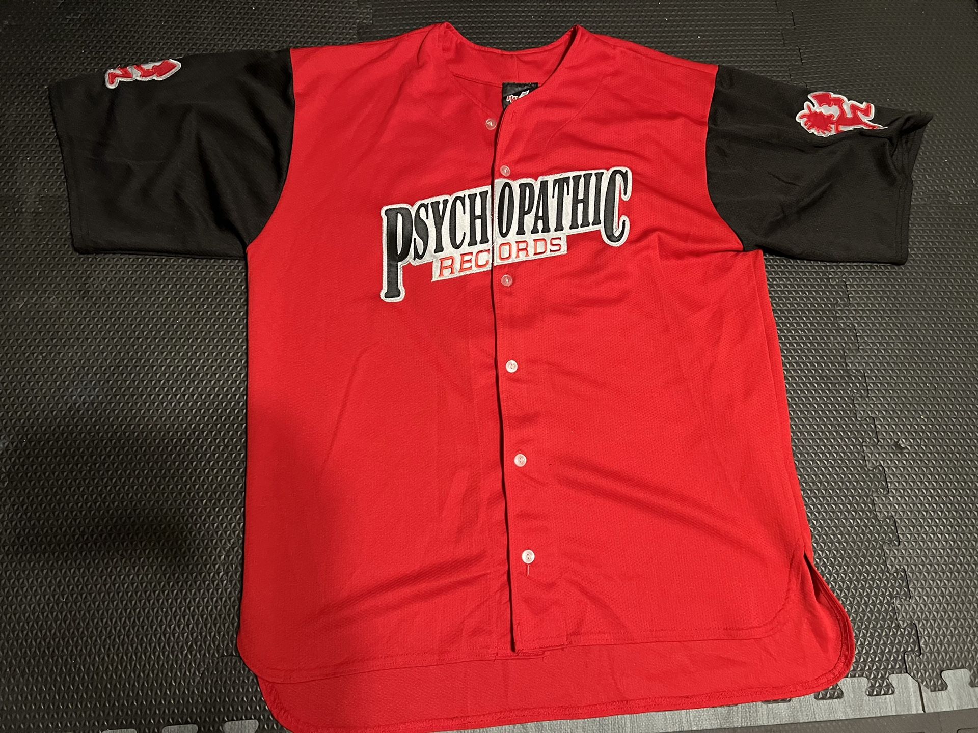 ICP Psychopathic Records baseball jersey. Rare Vintage Hatchet Gear XXL Black and Red