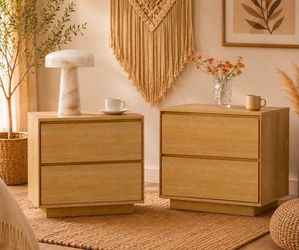 21.6" Wide Farmhouse 2-Drawer Nightstands  set of 2,  M19
