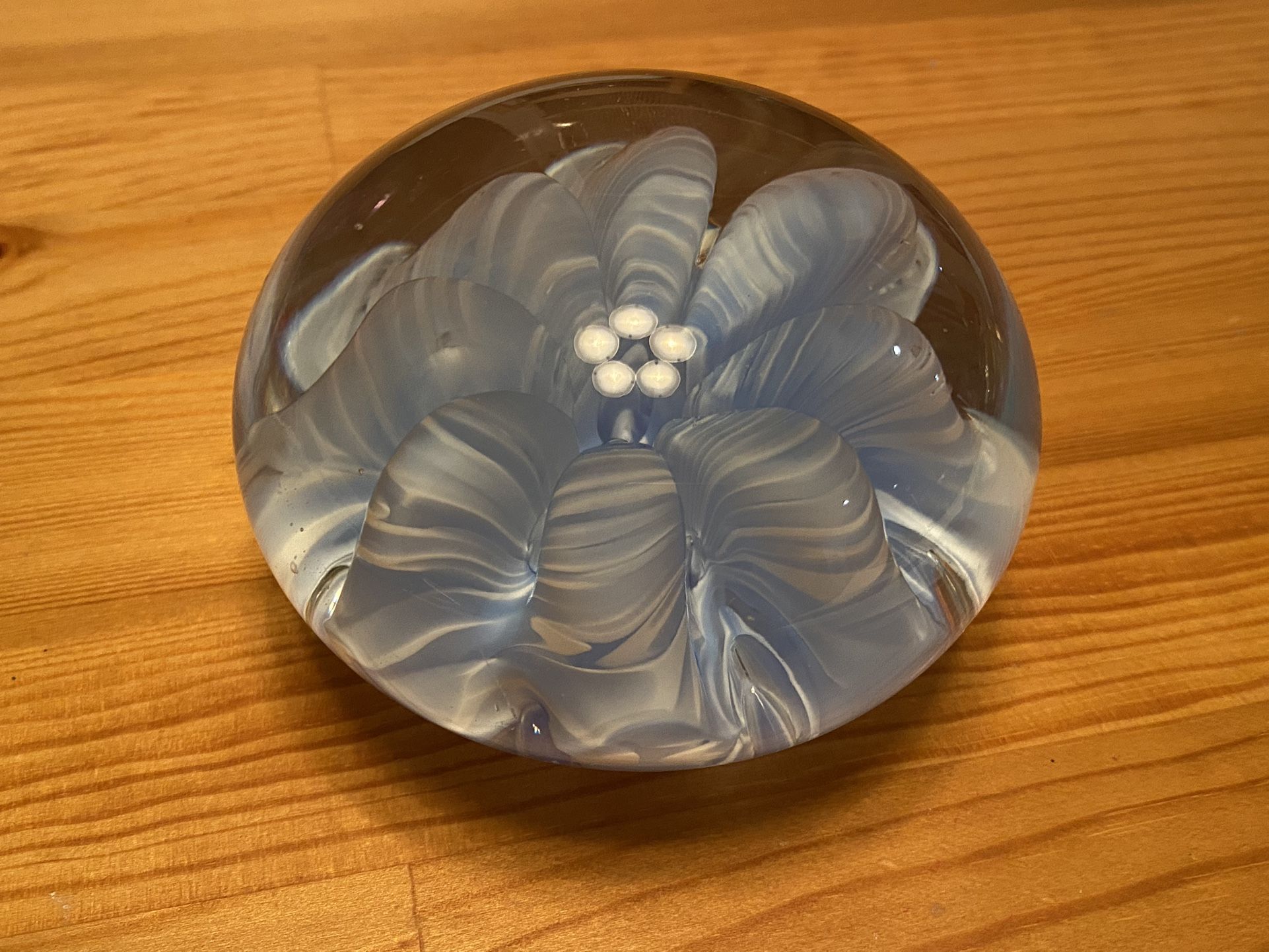 Signed Joe Rice Glass Paperweight