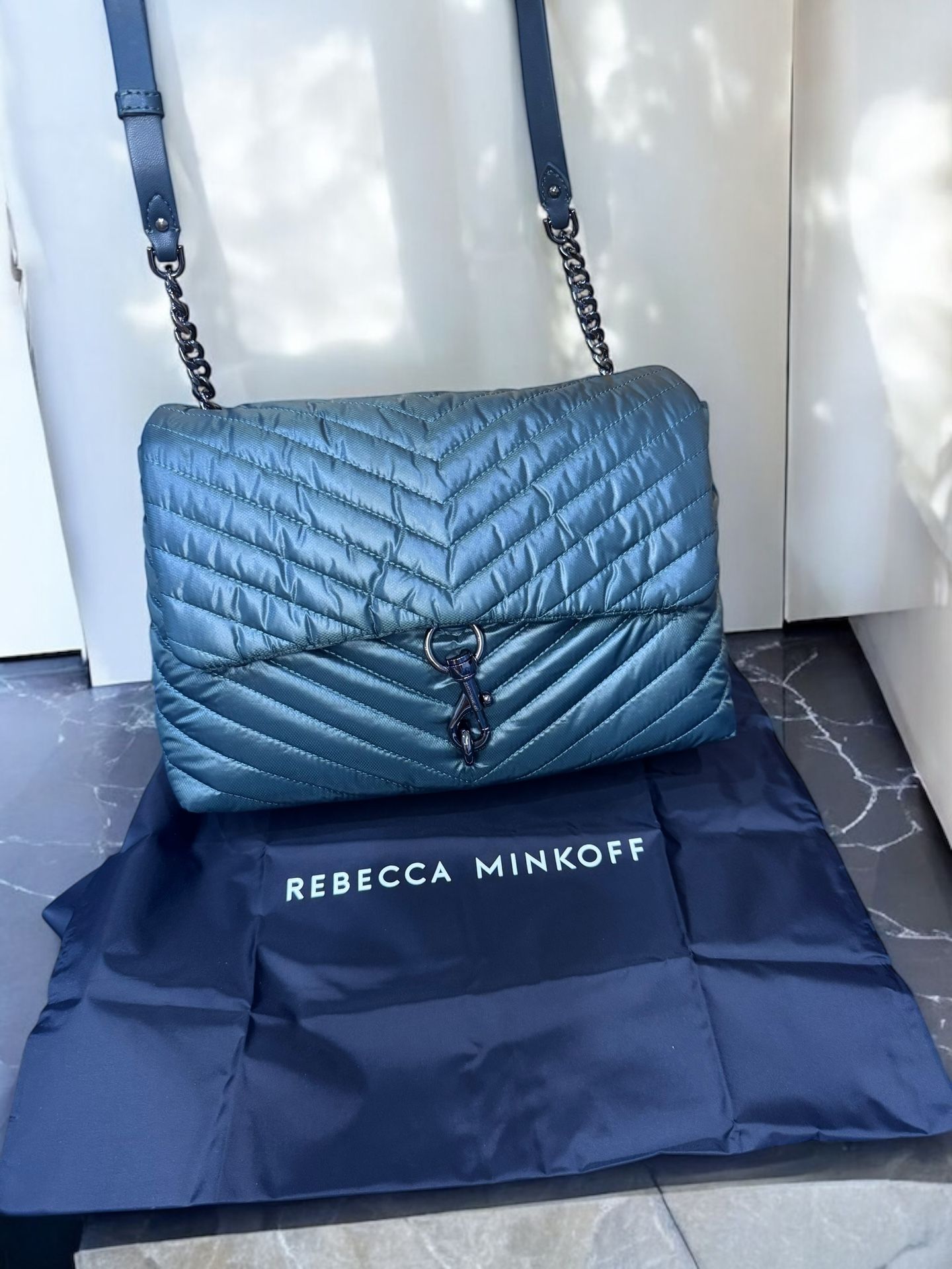 New Rebecca Minkoff Large Edie Crossbody Green W Dustbag