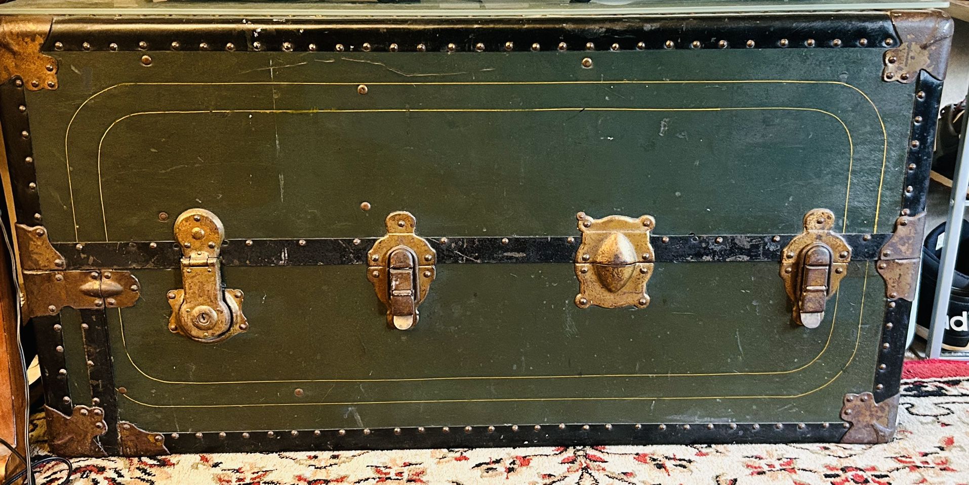 Rare Antique Steamer Trunk W/ Glass Platform & BONUS - Paid $3K - SALE