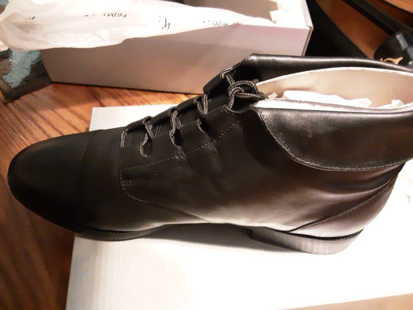 Vintage Prime Royal Black Leather Women's Boots Size 9 Never Worn Still Have Box Best Offer 