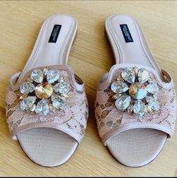 Dolce & Gabbana Beige Sandals Shoes Flats 7