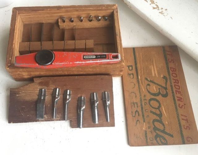 Stanley 28-109 vintage woodworking carving / X-Acto knife all in a handmade box (vintage Borden