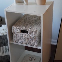White two-shelf bookshelf