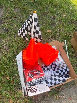 Flags orange cones party