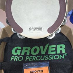 Grover Pro German Beryllium Silver Tambourine w/ Wax,  FingerRoll, Case