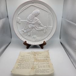 Frankoma Pottery 1969 Laid in a Manger Christmas Nativity Plate Original Papers