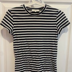Vince Women's Blue Striped Short Sleeves T-Shirt Size XXS