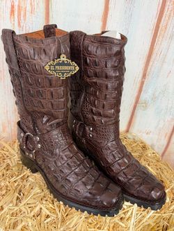 NEW SIZE 7.5 mans BIKER BOOTS HARLEY CROCODILE DESIGN