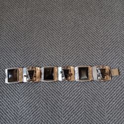Vintage "Taxco" Sterling Silver & Black Onyx Bracelet 