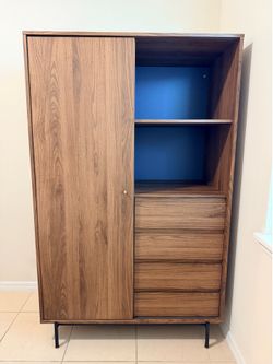🚨‼️PICK UP TODAY ‼️🚨Modern Walnut Wardrobe with Sliding Door