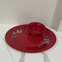 Tracy Jolly Ol’ Snowy Chips And Dip Platter / Tray And Bowl 