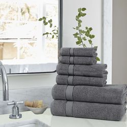 Luxurious Cotton 6- PC Bath Towel Set - 9 Colors 