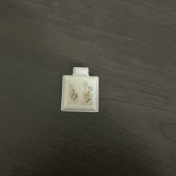 10K Gold Heart Dangle Earrings with Clear Stones