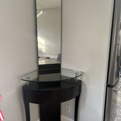 Mini Glass Top Console Table with mirror 