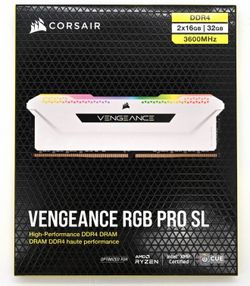 Corsair Vengeance RGB Pro SL 32GB (2x16GB) DDR4 3600MHz Gaming RAM – White
