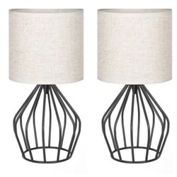 Set of 2 Black Modern Table Lamp - Minimalist Small Bedside Lamps 
