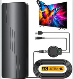 Range Strongest for Local Channels with Waterproof Design, 32FT Coax Cable-Support 4K 1080p TV Antenna Indoor Ourdoor(Black)