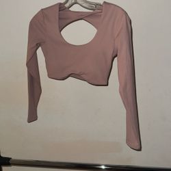 Light Pink Workout Long Sleeve Crop Top