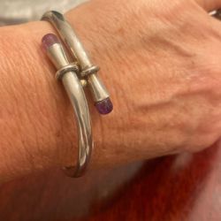 Vintage Sterling Antonio Pineda sterling and cabechon amythyst  bracelet