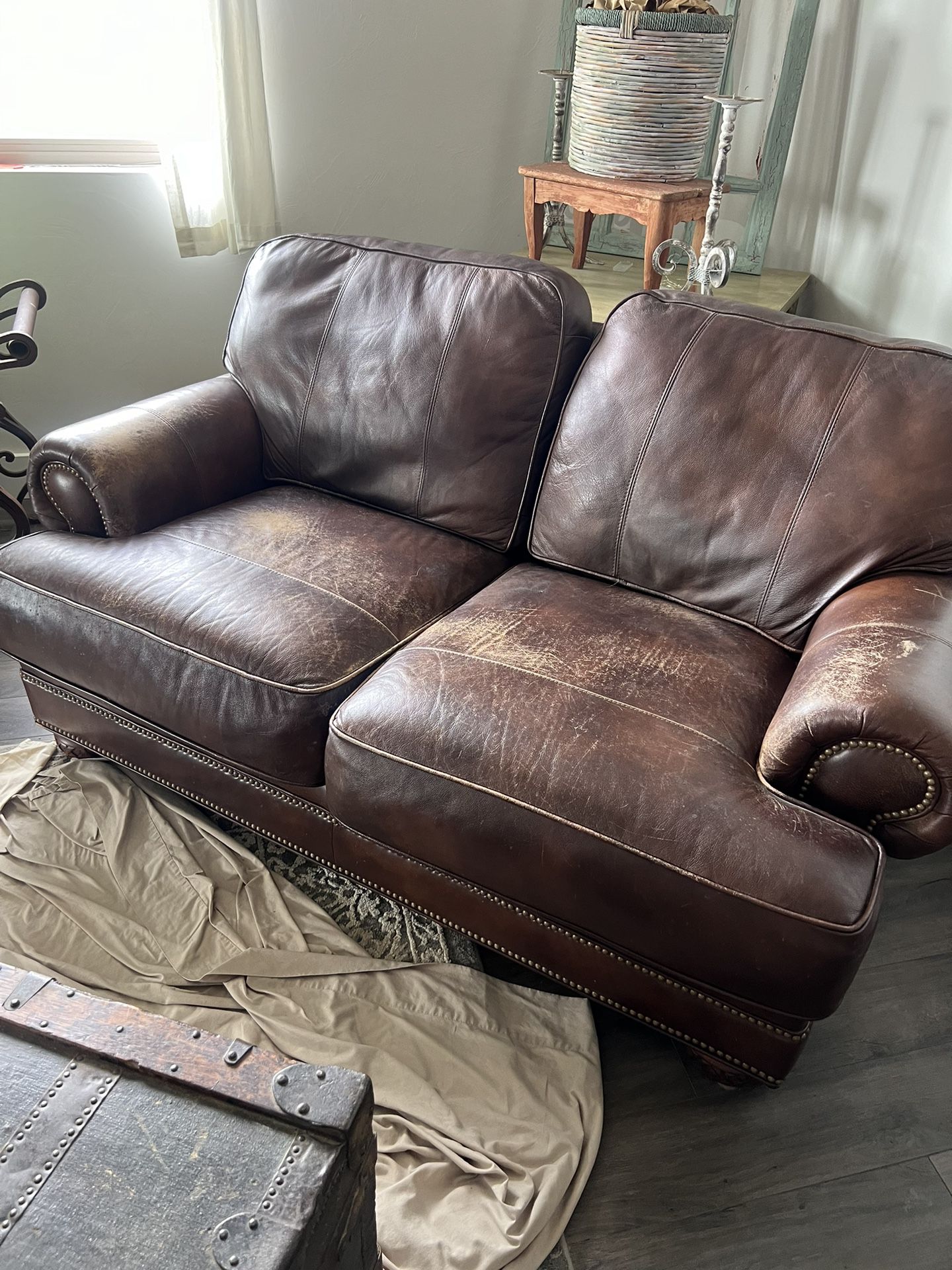 Free Brown Leather Love Seat Couch Free 