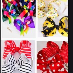 New Girls Bows With Alligator Clip Many Designs 5 Inch Wide