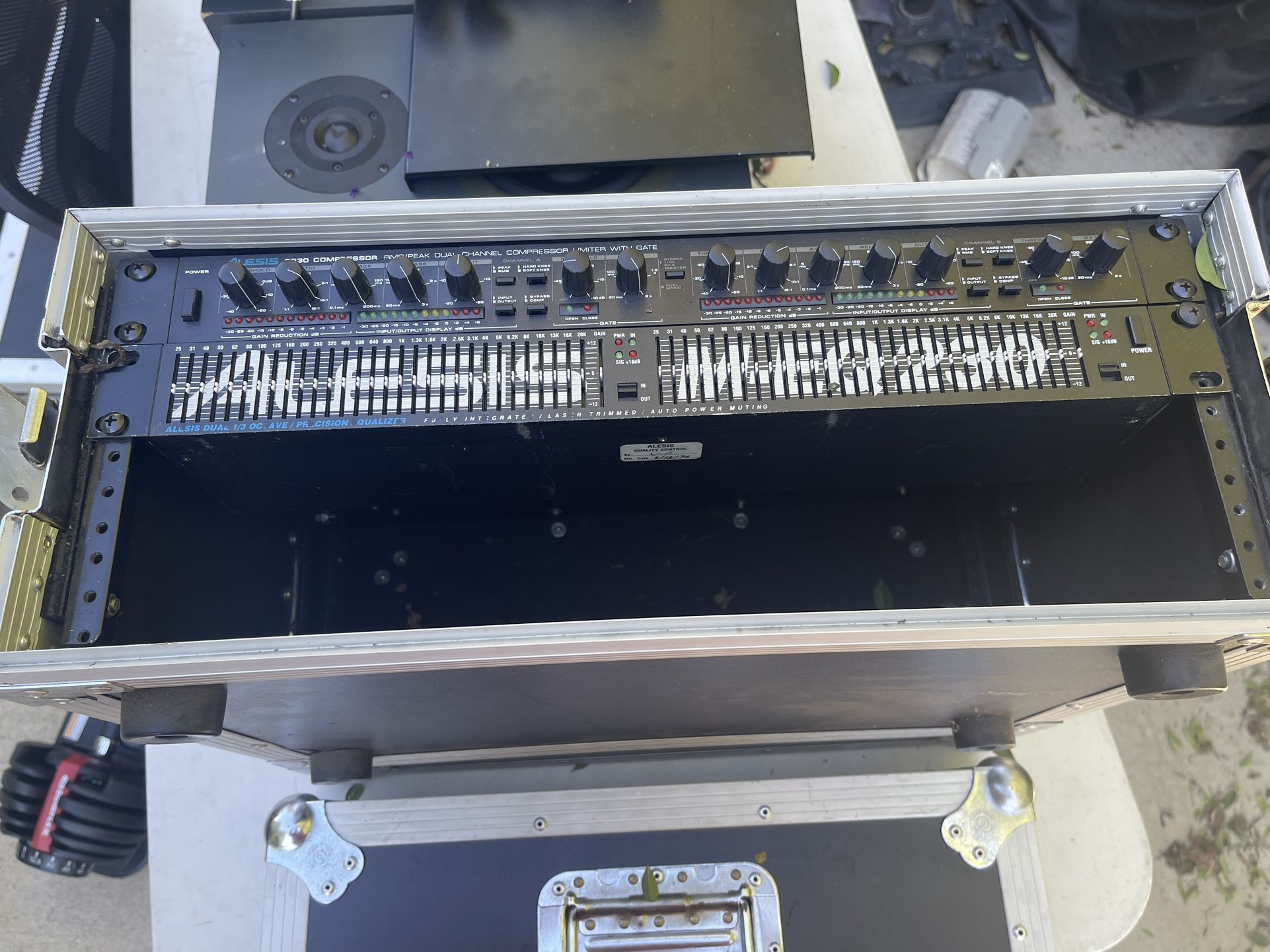 Pro Audio Rack Setup β Alesis RA-100 Amp + Furman Conditioner + Alesis EQ/Compressor + Yamaha Mixer