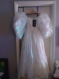 Labyrinth Sarah Costume Iridescent Puff Sleeve Gown