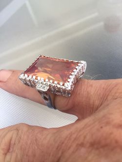 HUGE STERLING SILVER AND CZ BLING BLING SIZE 7