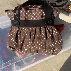 American Eagle Brown/black/cream Polka Dot Handbag $10