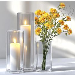 36 Cylinder Vases for Centerpieces - Different Sizes Floating Candle Vases Holder -5", 6",8" Hight Perfect for Weddings and Events Sandraheer