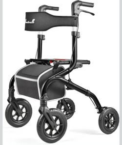 PLANET WALK Foldable Rollator Walker: 10" & 8" All-Terrain Wheels