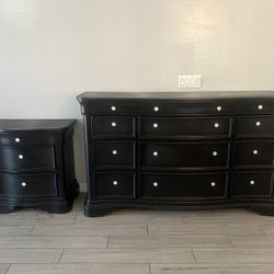 Long Black Dresser And Night Stand