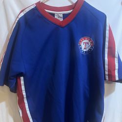Texas Rangers MLB Baseball Jersey size XL True Fan Blue w/Stripes Used Good Condition $25 Meet Up In Irving @dfwgoods 