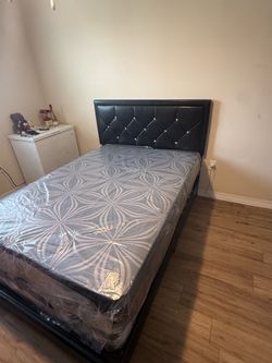Full size bed frame with mattress set. All new furniture free delivery free installation
