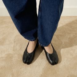 Wrinkle Tabi Ballet Flat Shoes
