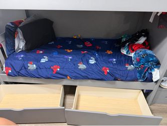 Bunk bed with staircase and storage drawers