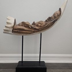 Hand Carved Wooden Tusk Decor
