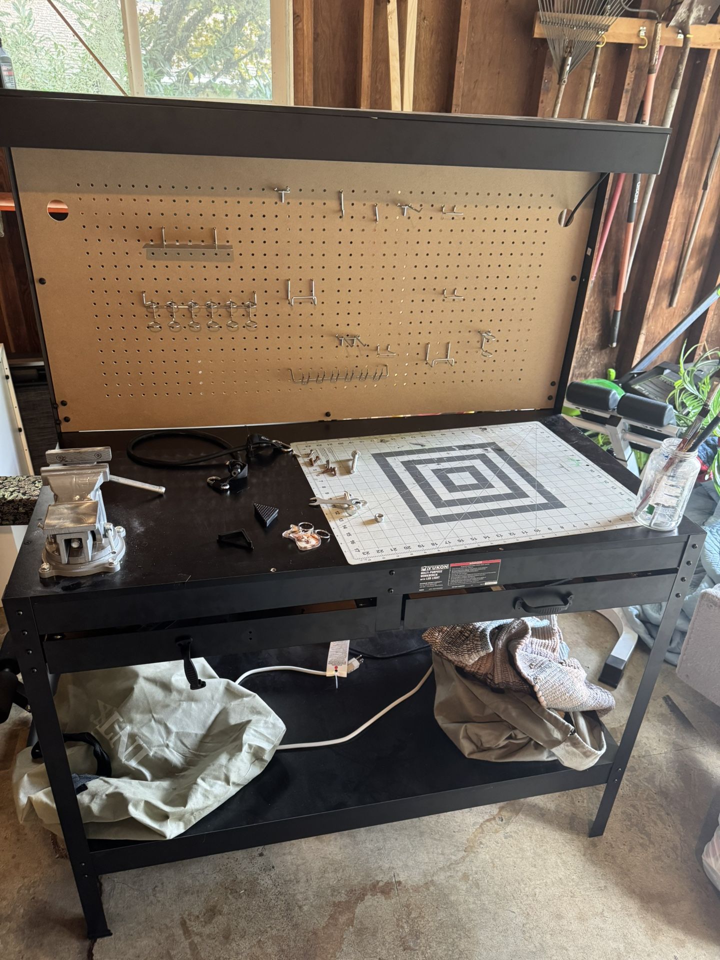 Work Bench With Peg Board And Built In Light