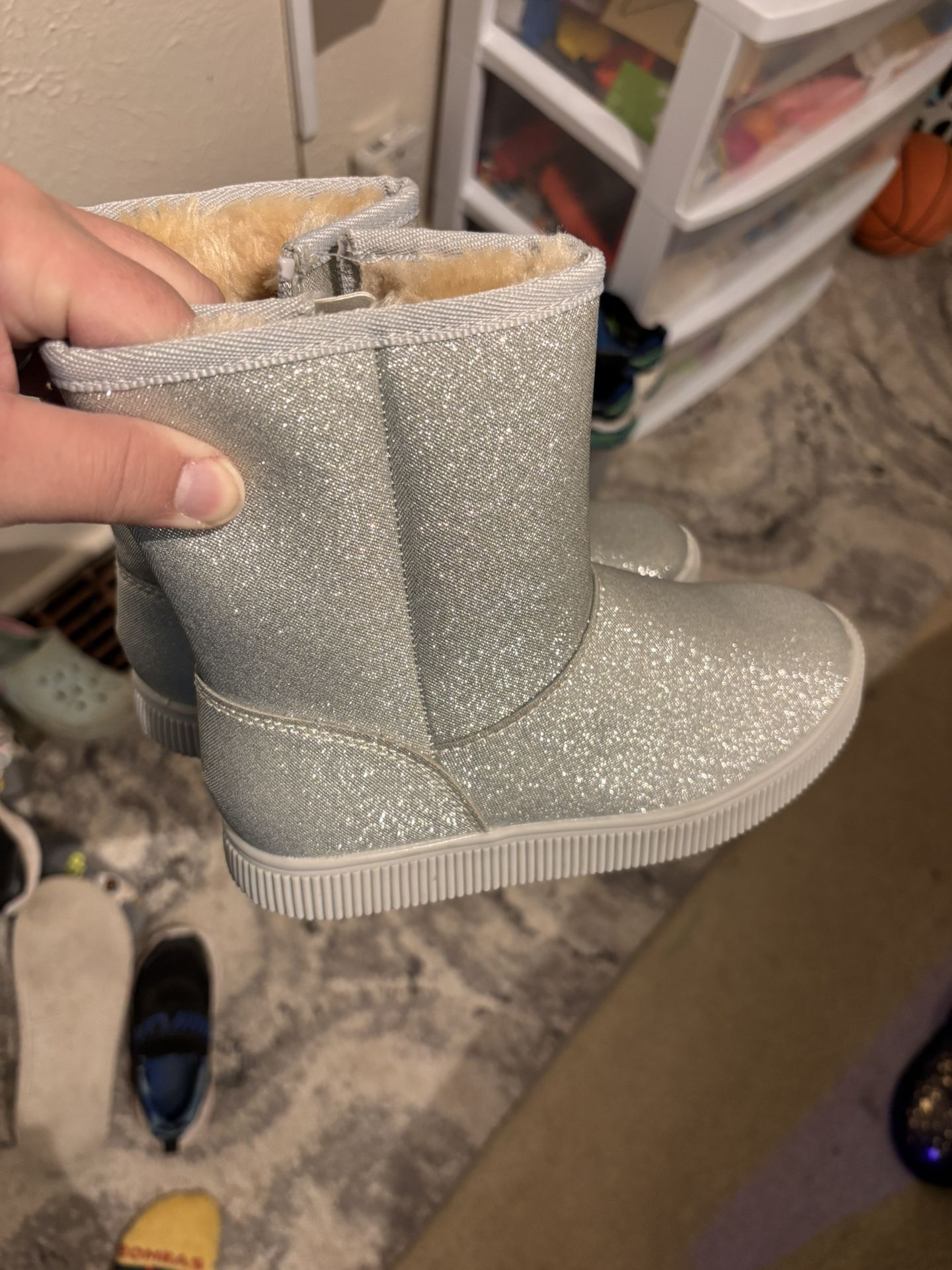 Silver Glittery Kid Boots