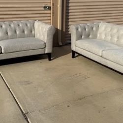 Fabric Chesterfield Sofa / Couch. Set of 2 For Sale 